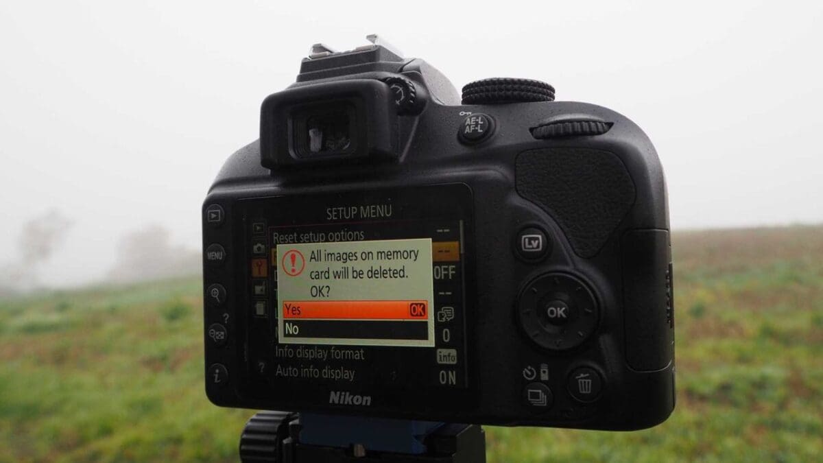 Format an SD card in the Nikon D3400