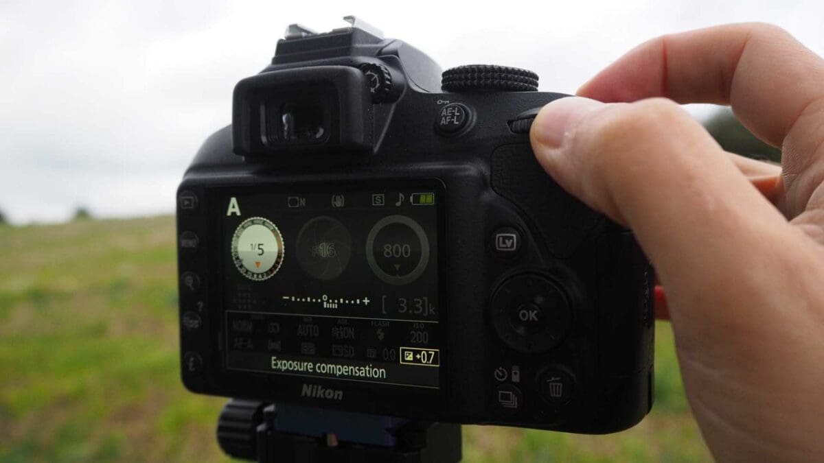 Exposure compensation scale on the Nikon D3400