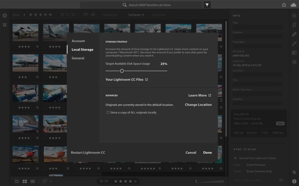 Lightroom CC vs Lightroom Classic: storage
