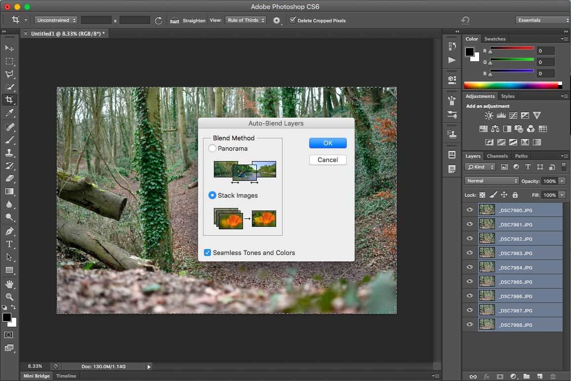 How to blend your images in Photoshop to make a focus stack: blend the layers