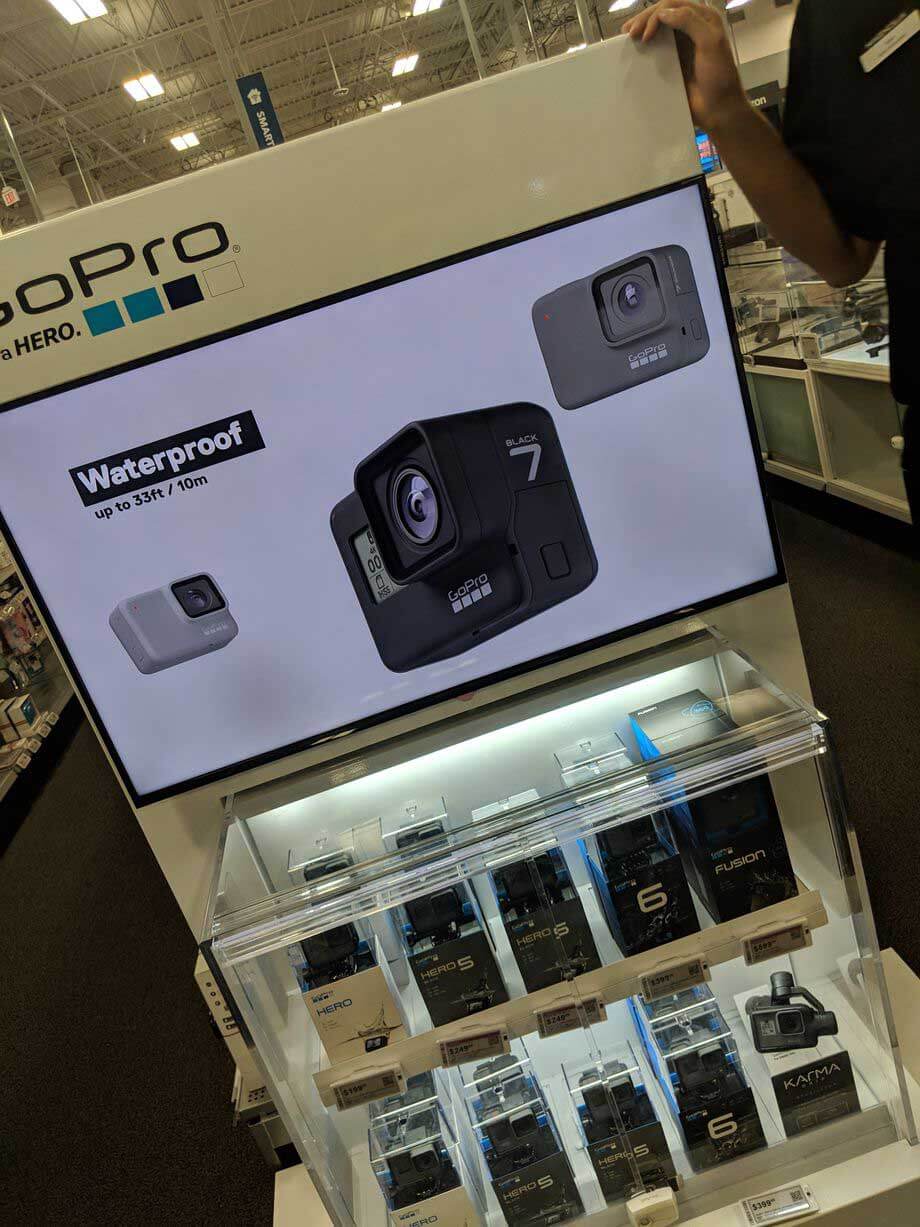 GoPro Hero7 Black, Silver and White leaked in retail display