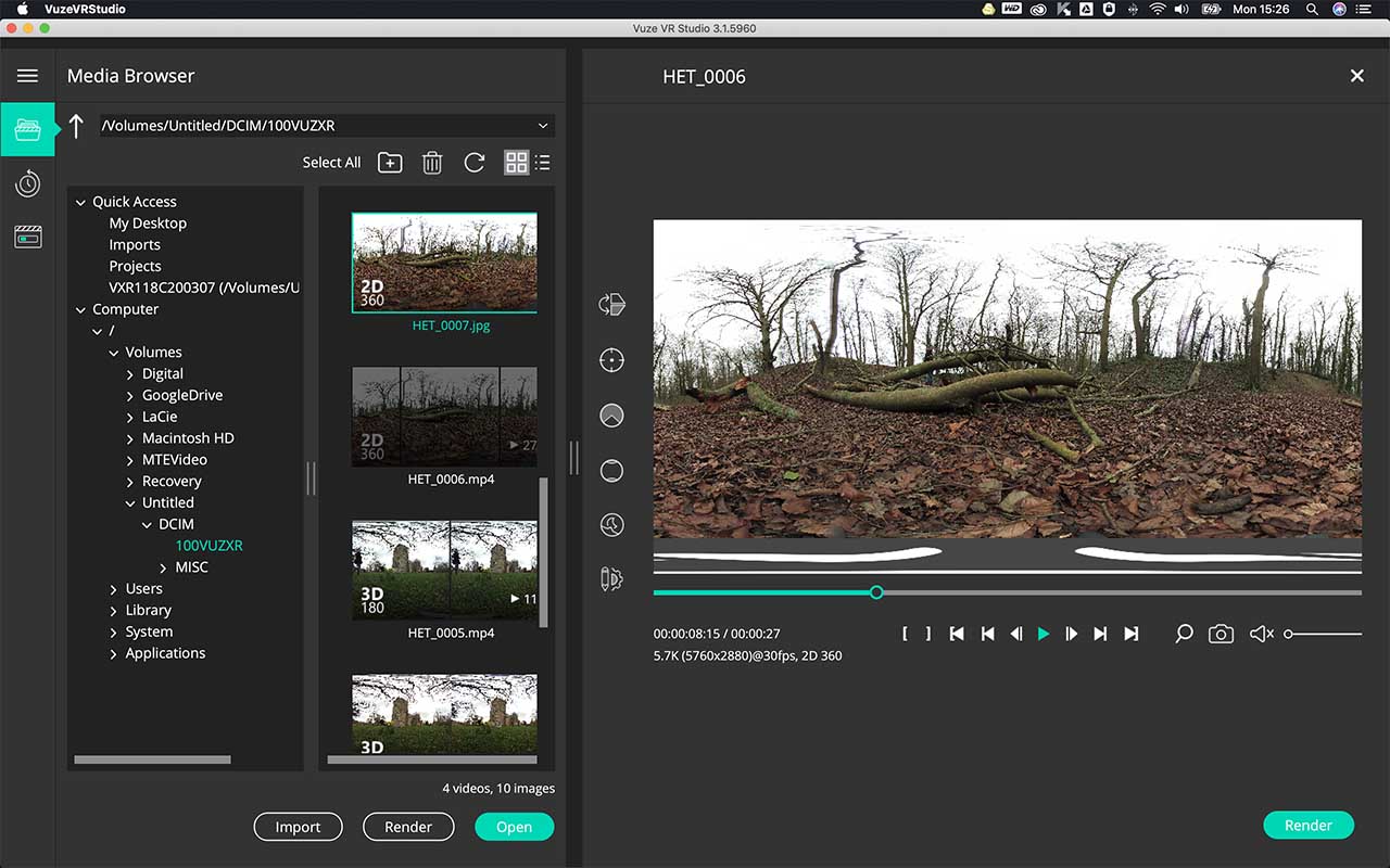 HumanEyes Vuze XR review: using the software