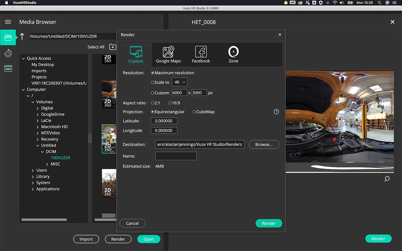 HumanEyes Vuze XR review: using the software