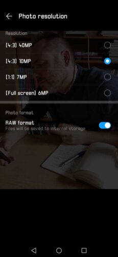Best settings for the Huawei P30 Pro: photo resolution