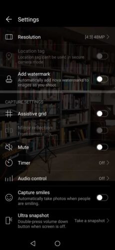 Best settings for the Huawei Nova 5T: grid and level
