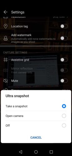 Best settings for the Huawei Nova 5T: Ultra Snapshot