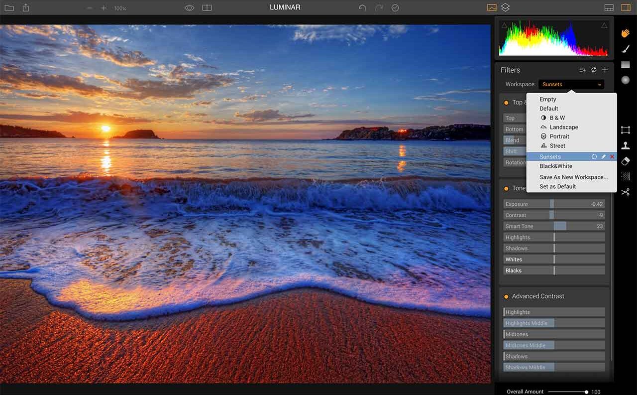 Macphun Luminar software is customisable and adapts to your skill level