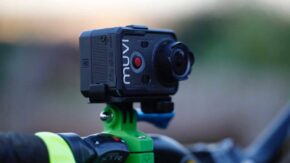 Veho Muvi K2Pro4K bike mounted at an angle