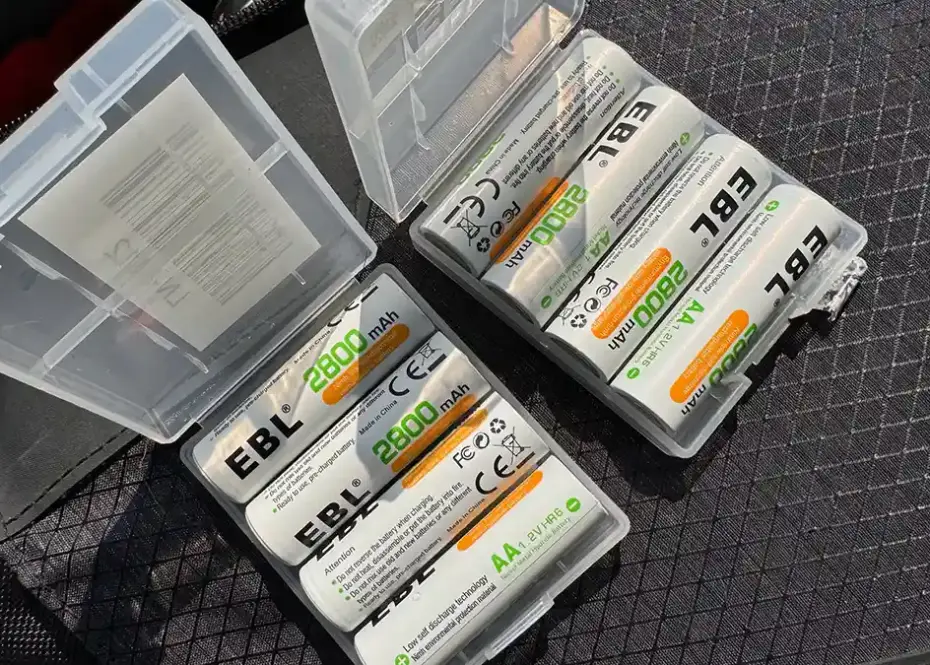 EBL AA Rechargeable Batteries in case eight
